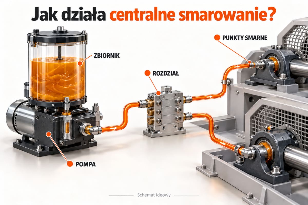 Jak działa centralne smarowanie? — zbiornik, pompa, rozdział, punkty smarne