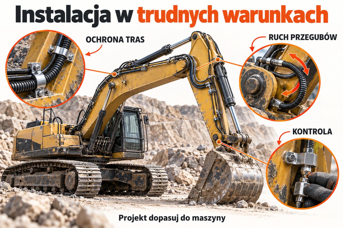 Instalacja w trudnych warunkach — ochrona tras, ruch przegubów, kontrola