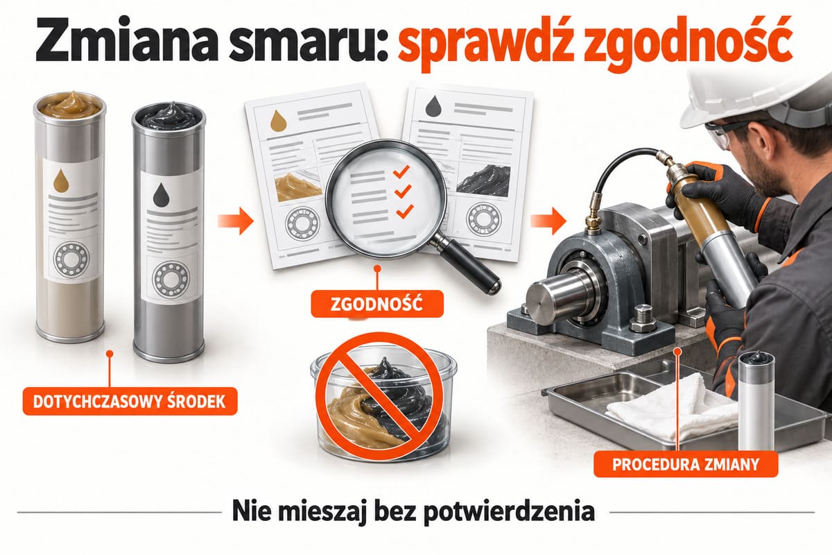 Zmiana smaru: sprawdź zgodność — dotychczasowy środek, zgodność, procedura zmiany