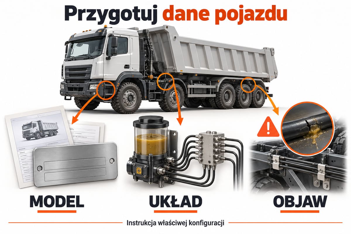 Przygotuj dane pojazdu — model, układ, objaw