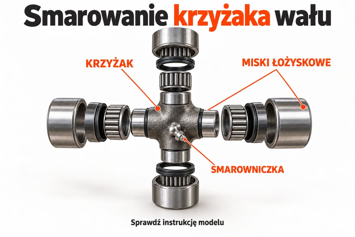 Smarowanie krzyżaka wału — krzyżak, miski łożyskowe, smarowniczka