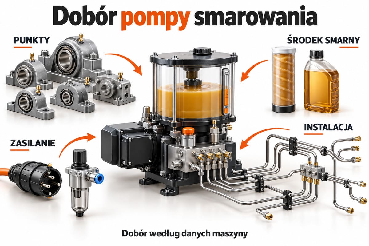 Dobór pompy smarowania — punkty, środek smarny, instalacja, zasilanie