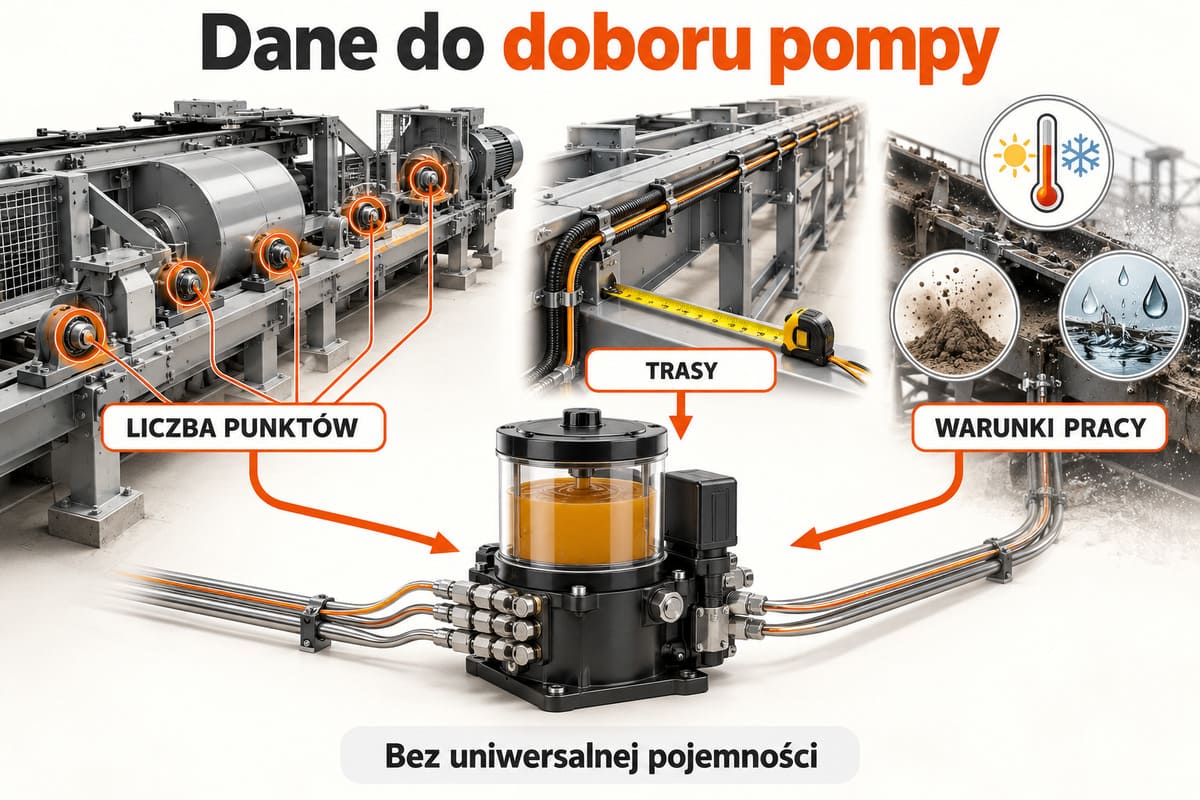 Dane do doboru pompy — liczba punktów, trasy, warunki pracy